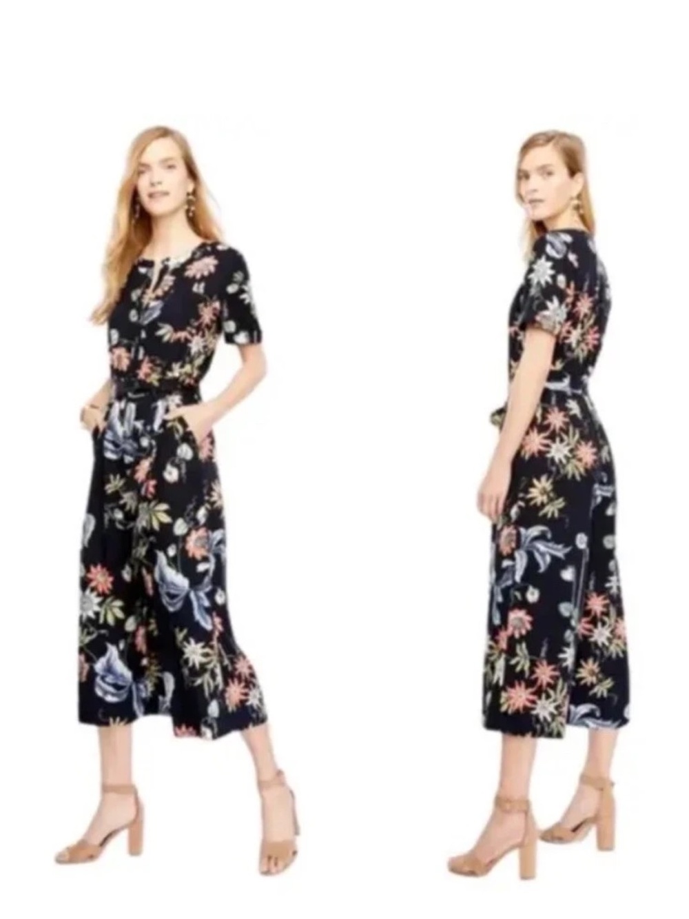 Navy flowy Floral Jumpsuit